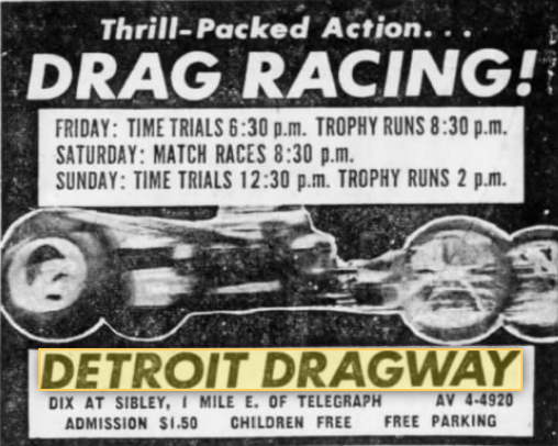 1960 ad Detroit Dragway, Brownstown Twp
